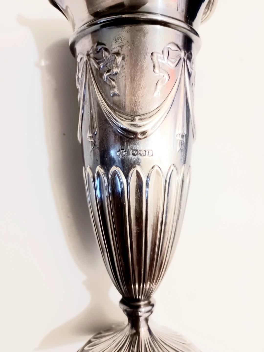 Unique Antique Sterling Silver Rare Trumpet Vase - photo 3