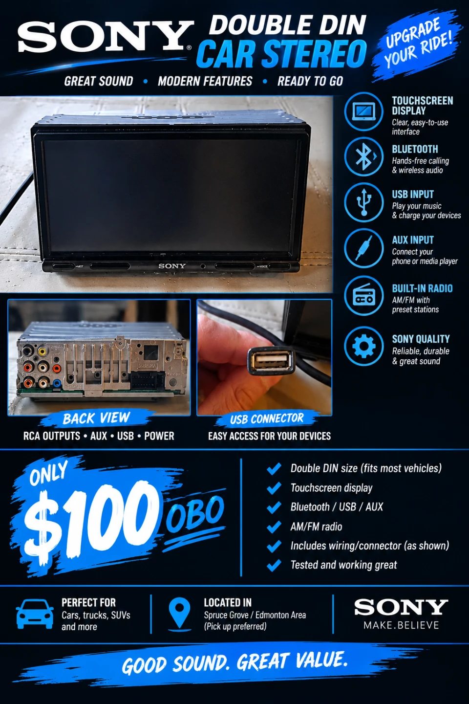 Sony Double DIN Car Stereo