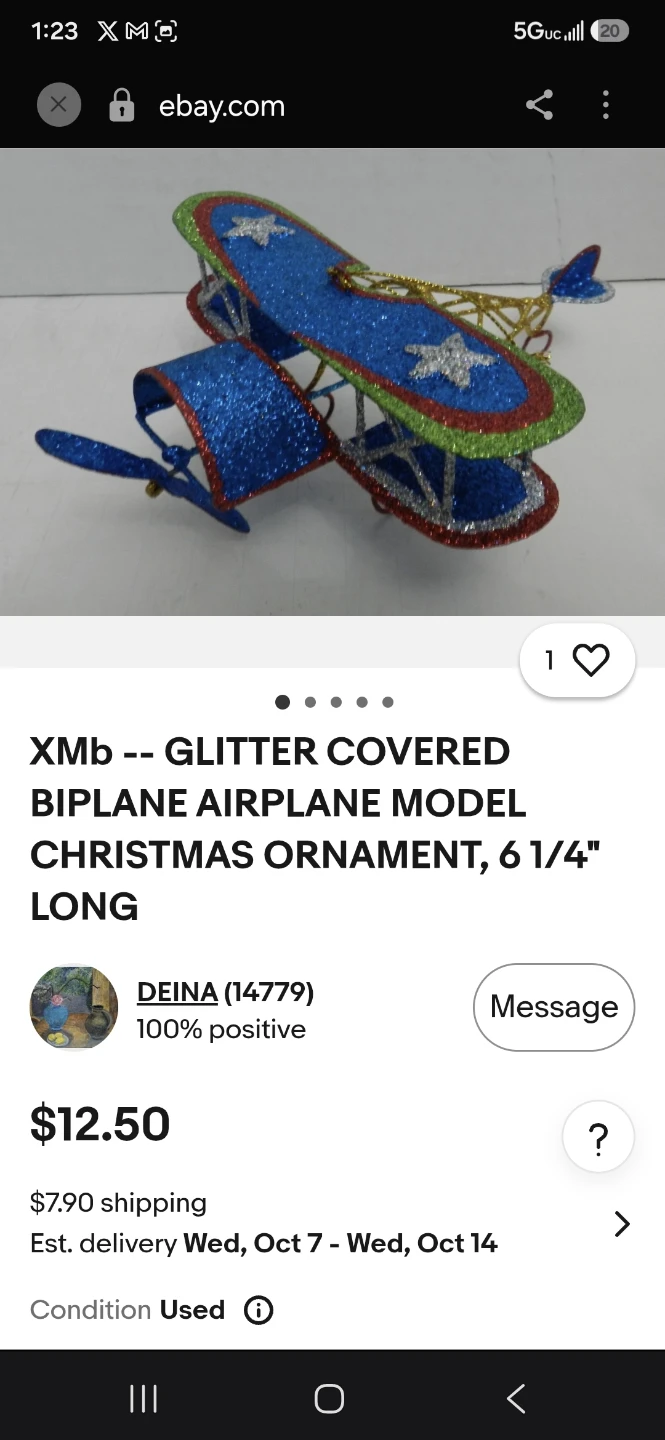 Glitter airplane Christmas Ornaments - photo 5