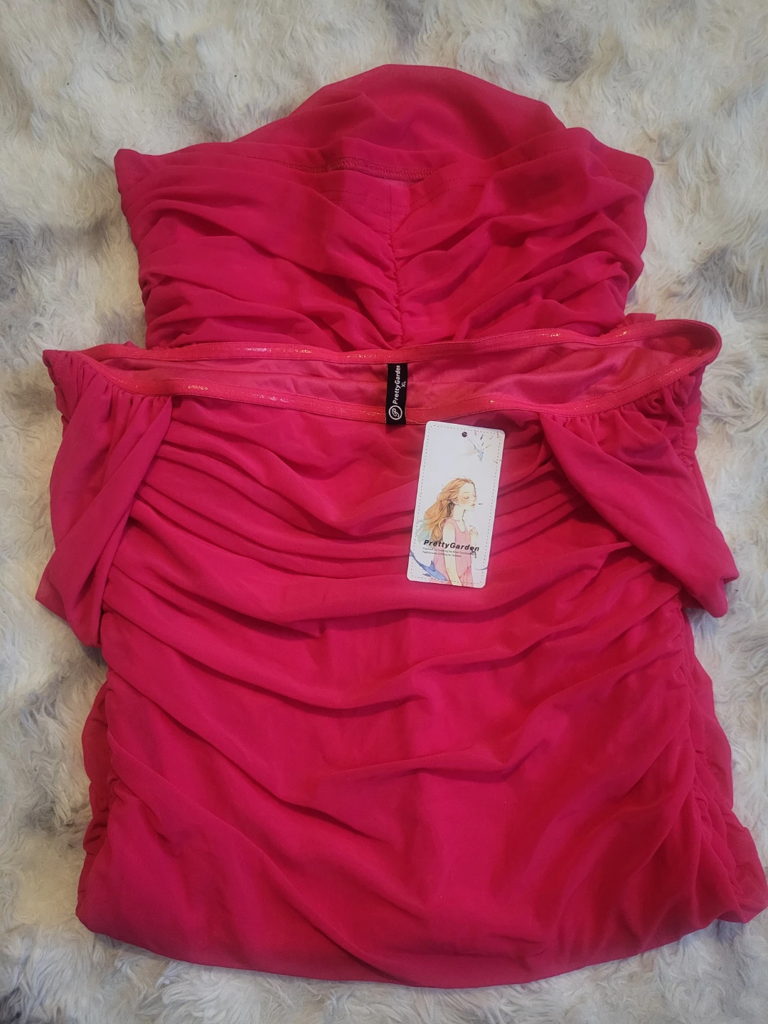 New XL Woman's PrettyGarden Hot Pink Ruched Dress - photo 5