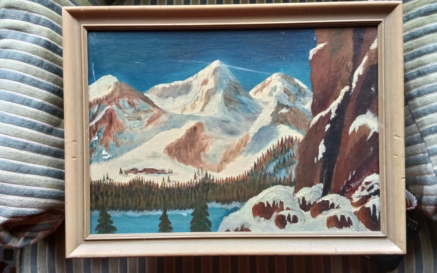 L. Yeomans Mountain Landscape Oil Painting