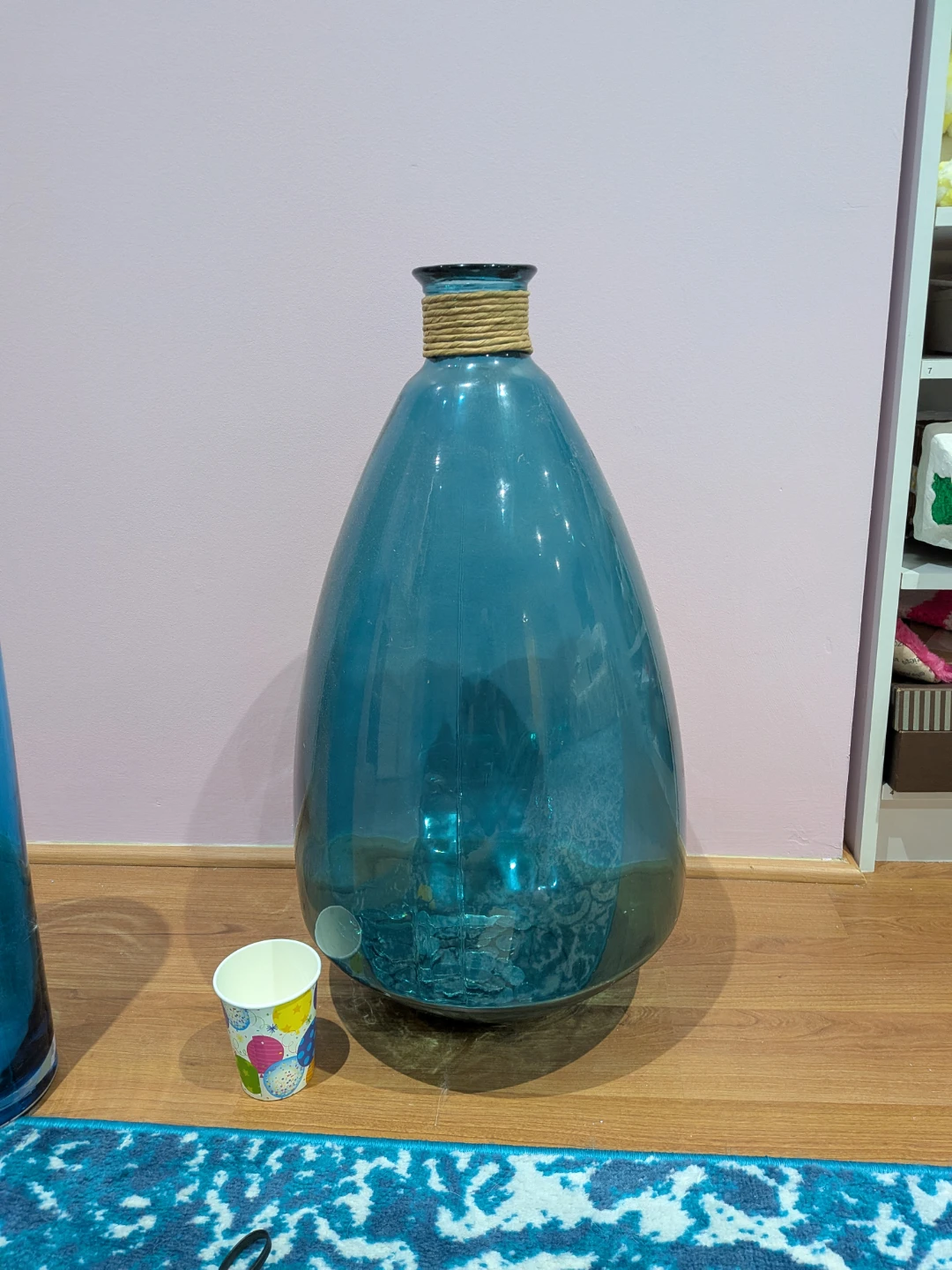 Large Blue Glass Decorative Vase