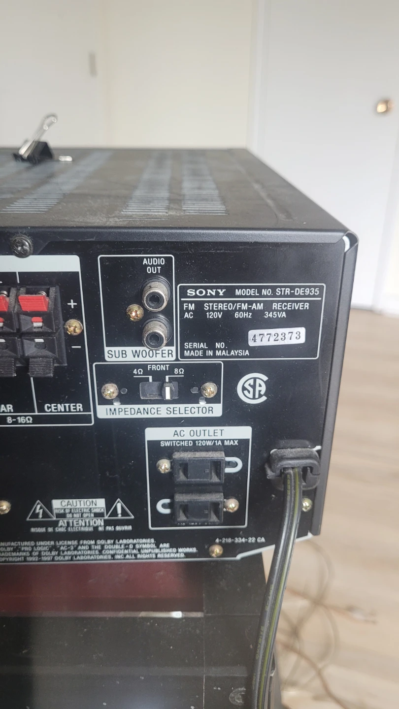 Sony STR-DE935 FM Stereo/FM-AM Receiver - photo 2