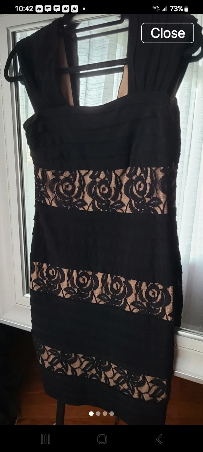 Black and Beige Lace Detail Dress - photo 3
