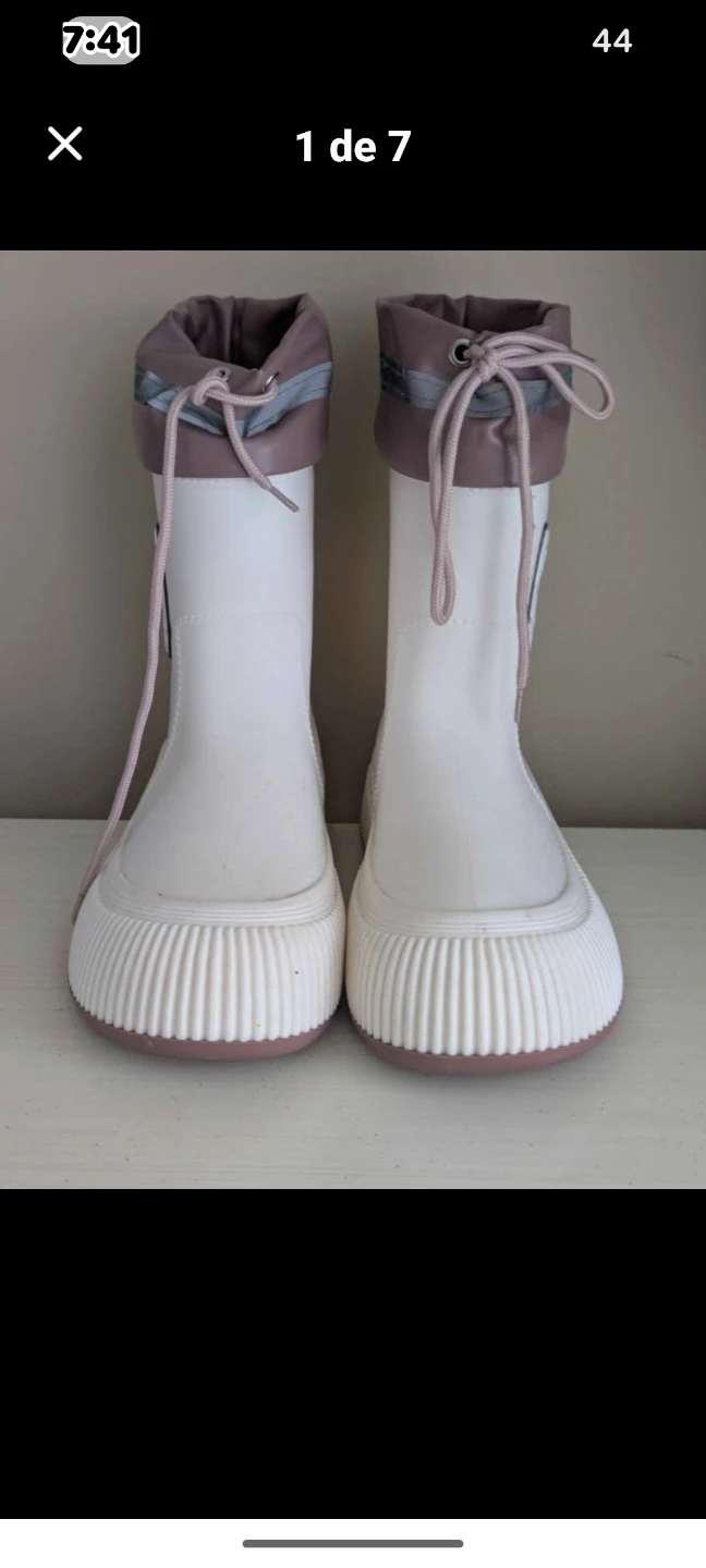 Girls  New White Bow Rain Boots size 6 - photo 4