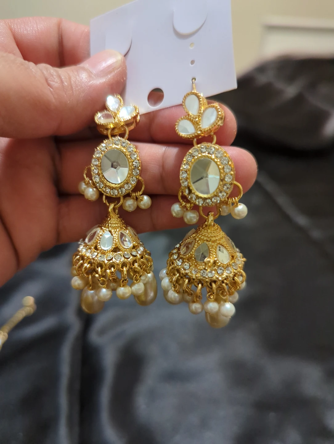 Gold-tone Kundan jewellery set - photo 2