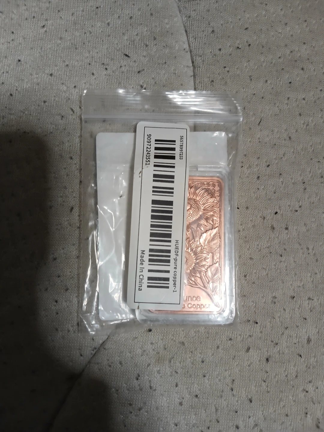 1 Ounce .999 Fine Copper Sunflower Commemorative Bar - photo 3