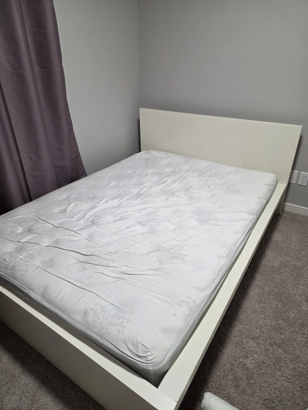 White Minimalist Double Bed Frame