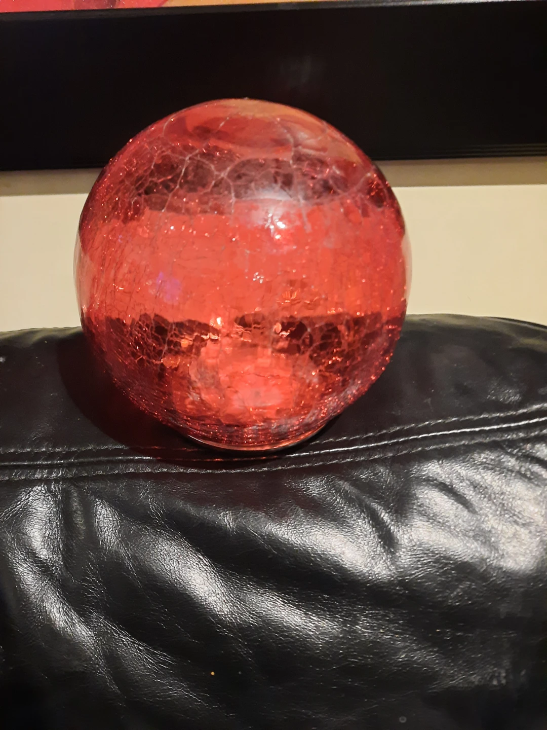 Red Crackle Glass LED Globe Decorative - photo 4