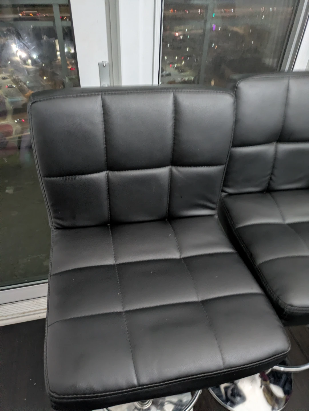 Black Quilted Adjustable Bar Stools - 2 pieces - photo 3