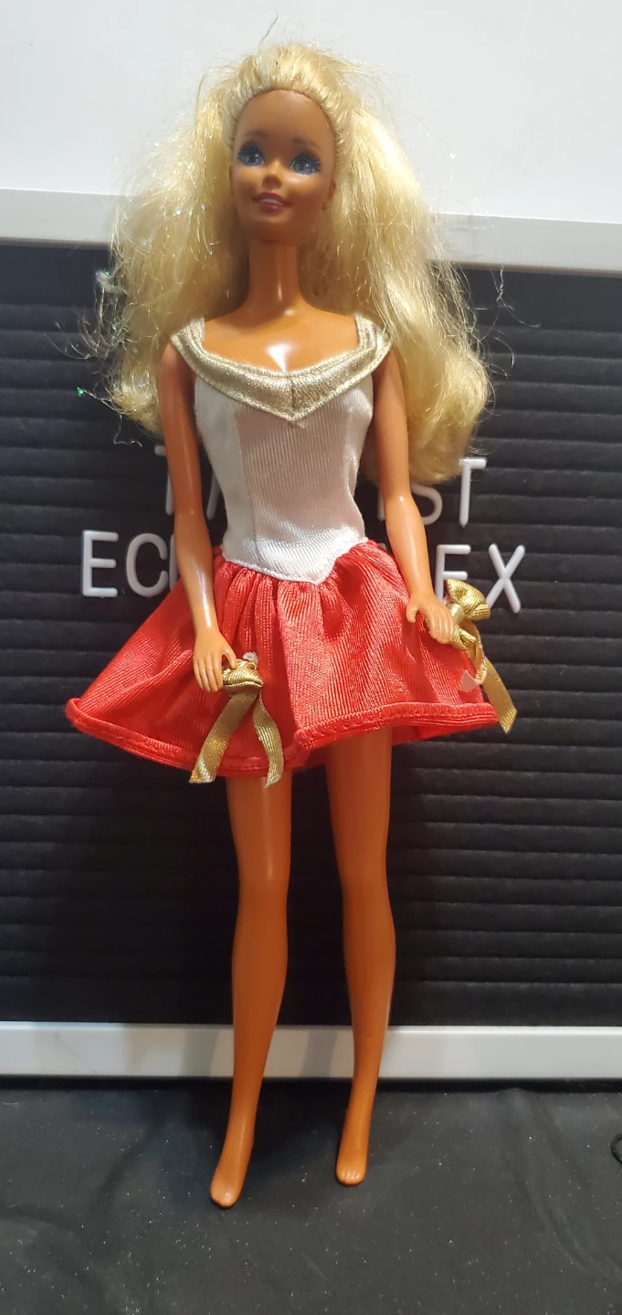 Mattel Barbie Doll with White and Red Dress
