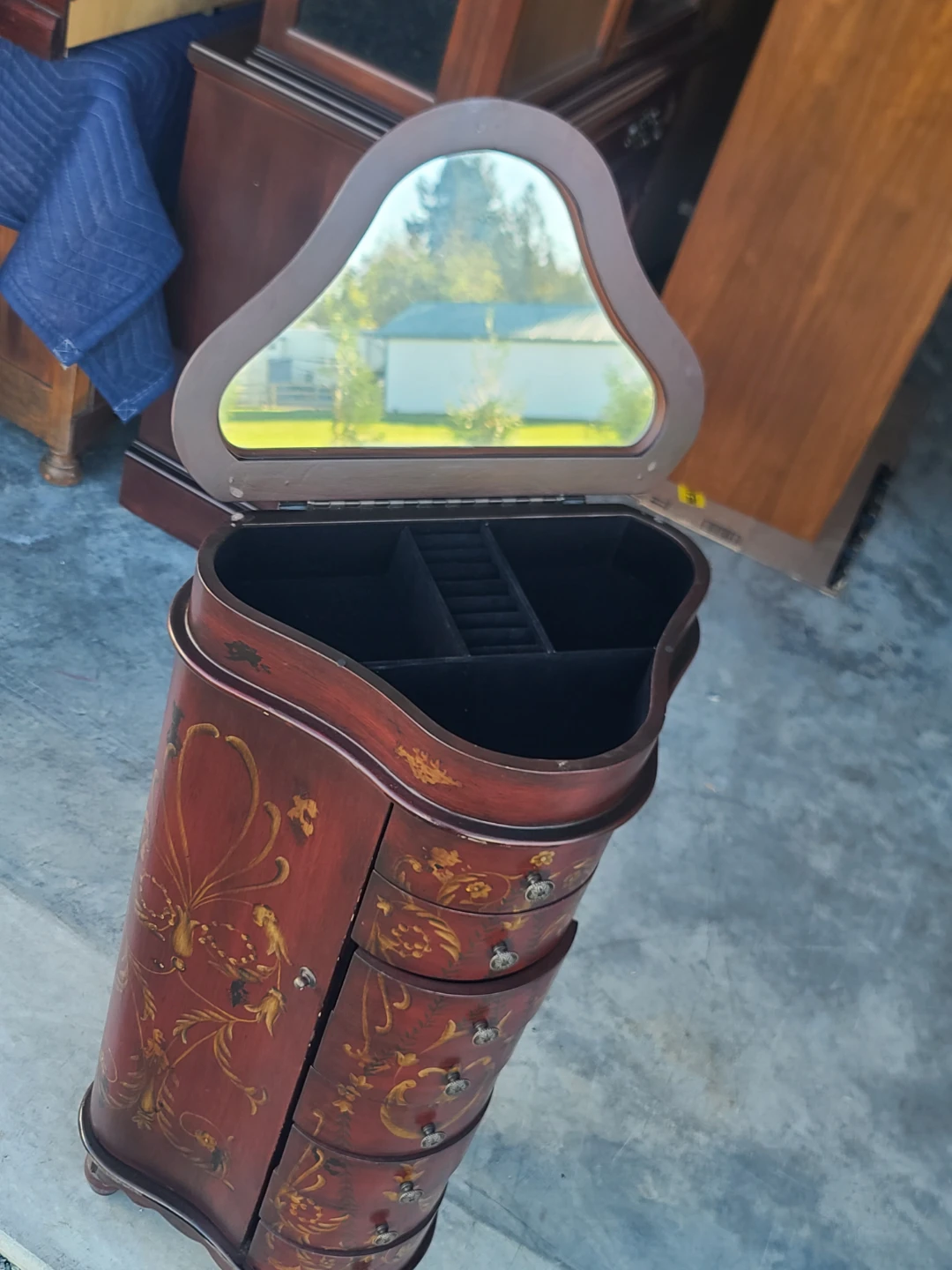 Hand-Painted Jewelry Armoire with Mirror - photo 5