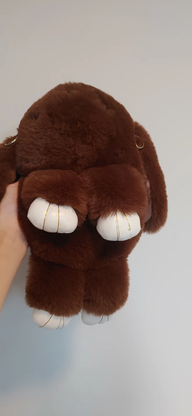 Brown Faux Fur Rabbit Plush With Zipper - photo 2