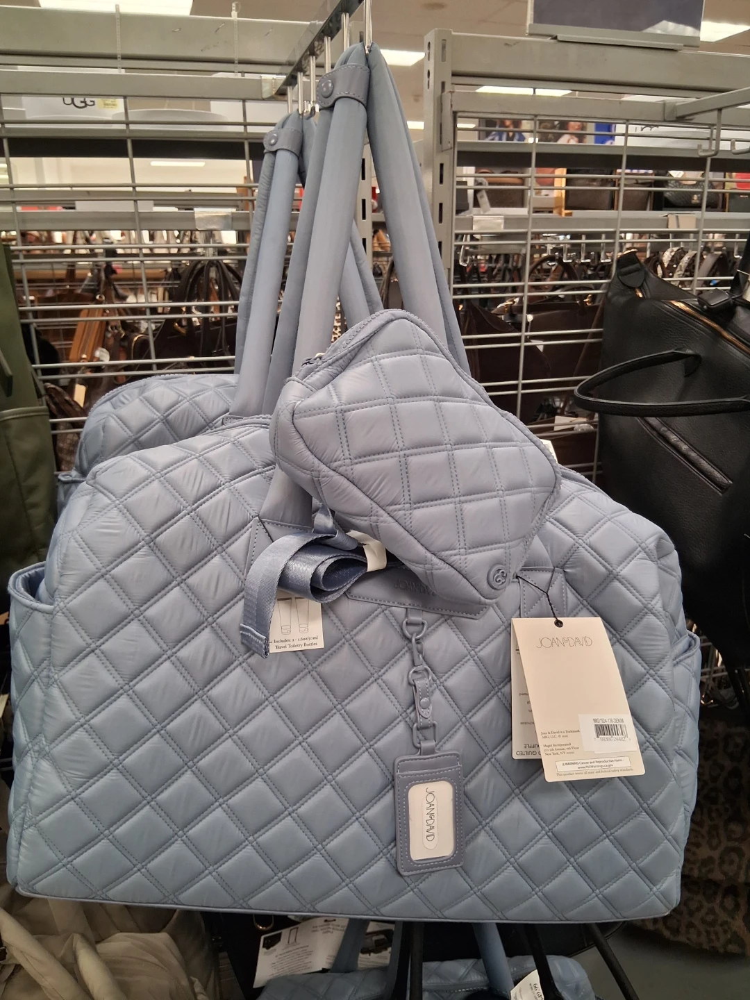 Joan & David Quilted Duffel Bag in Blue