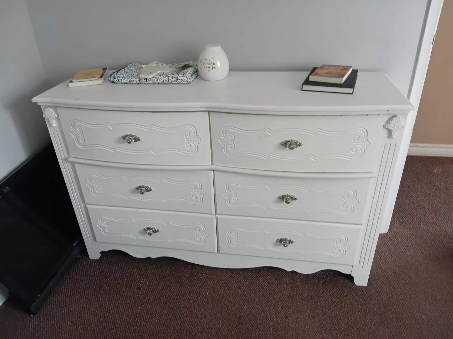 White Six-Drawer French Provincial Dresser