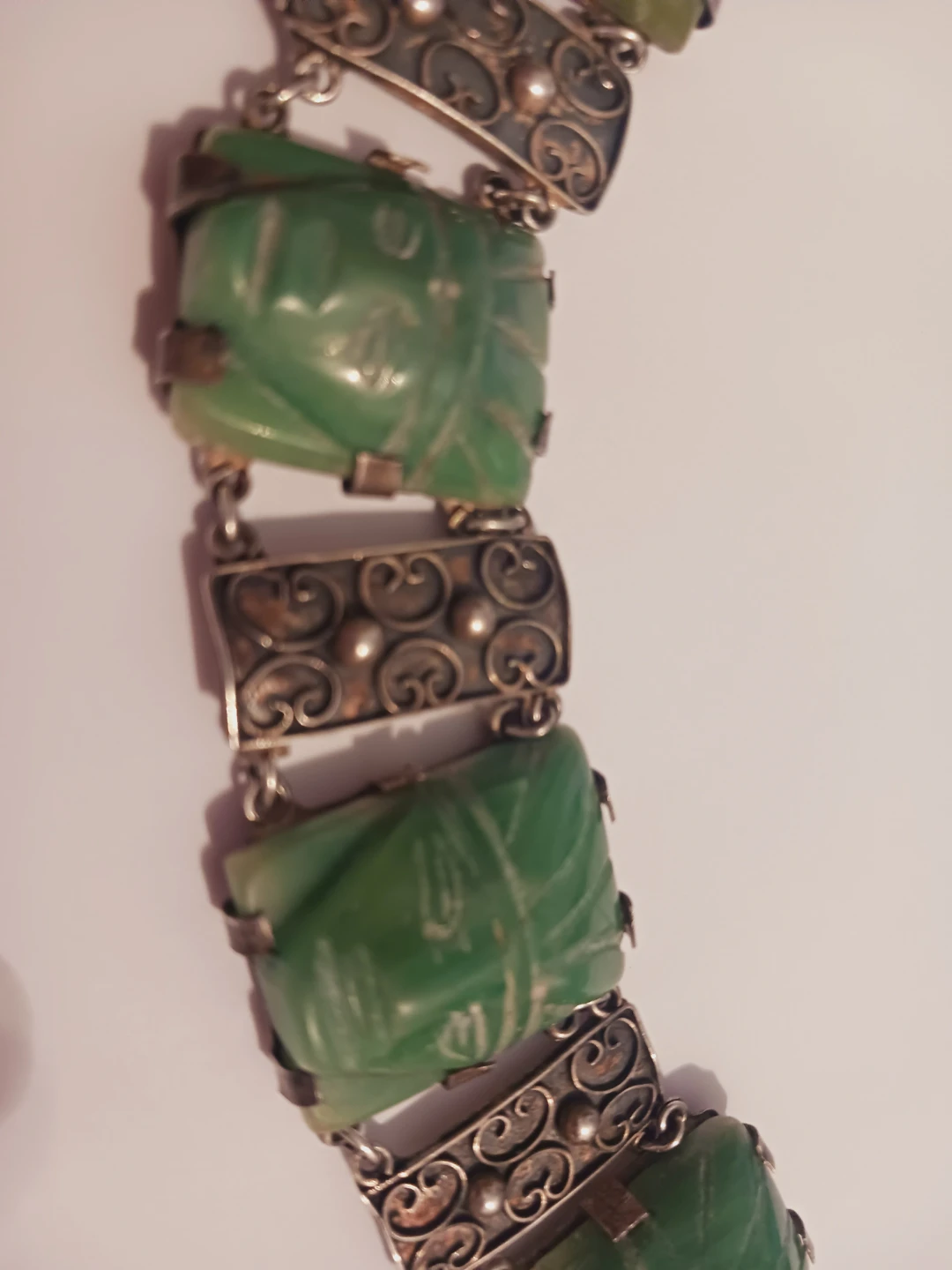 Sterling 925 Jade Mexican Rain God Tlaloc Aztec Warrior Bracelet - photo 4