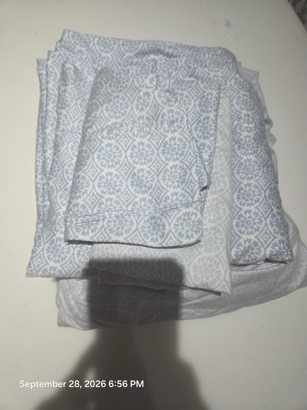 Queen - Blue and White Patterned Sheet Set