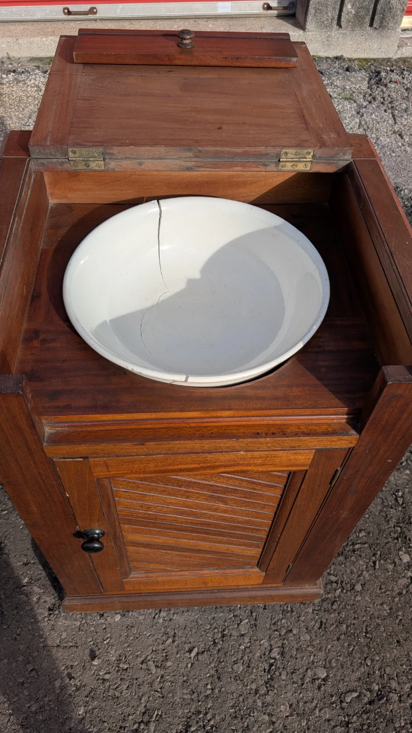 Vintage Wooden Washstand with Ceramic Basin - photo 5