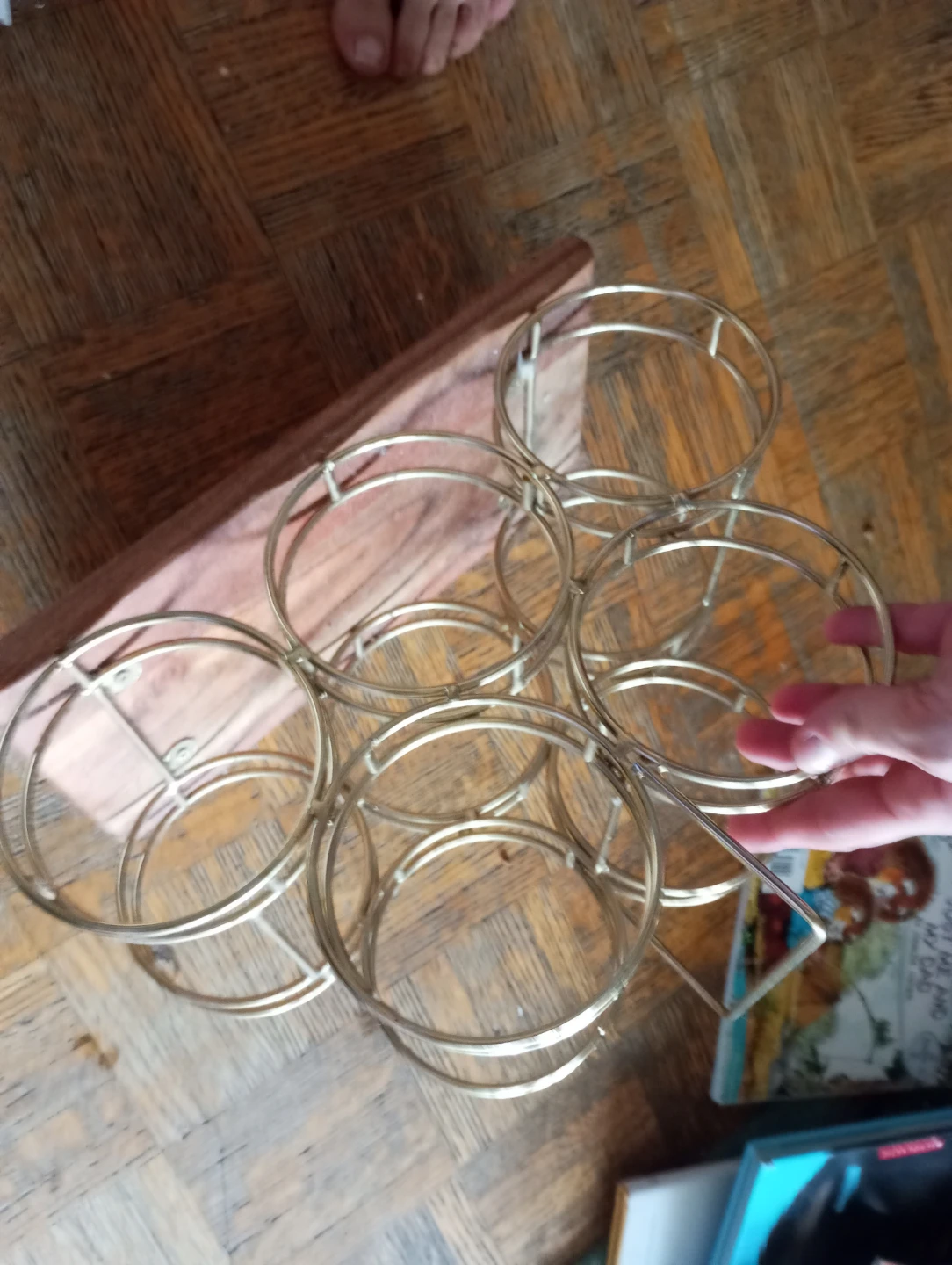 Gold-Tone Metal Six-Bottle Wine Rack