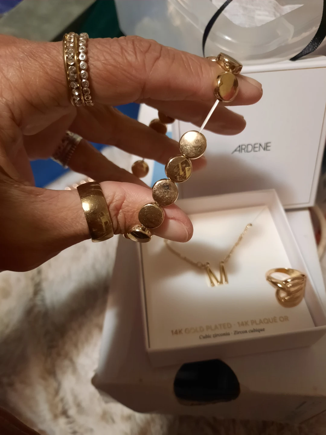 3PC 14K Gold Plated Initial "M" Necklace Set - photo 2