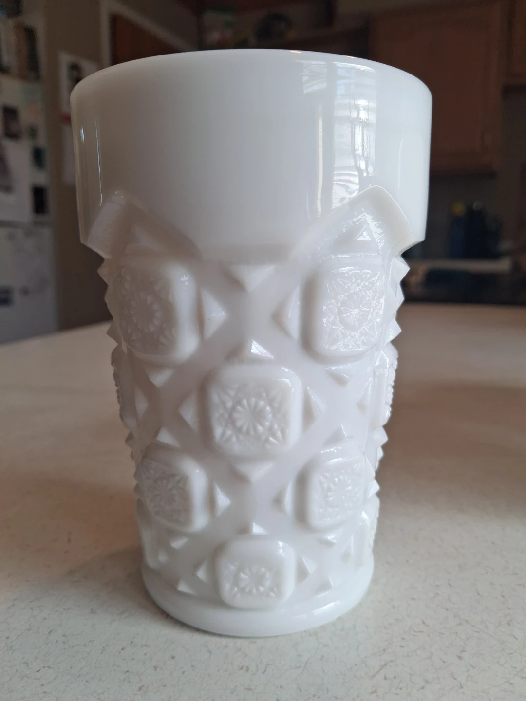 Set of 4 Westmoreland "Old Quilt" White Milk Glass Tumblers - photo 3
