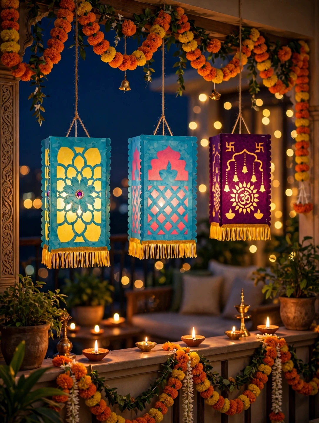 Set of Two Decorative Hanging Lamps