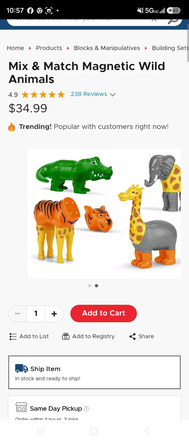 Mix & Match Magnetic Wild Animals Toy