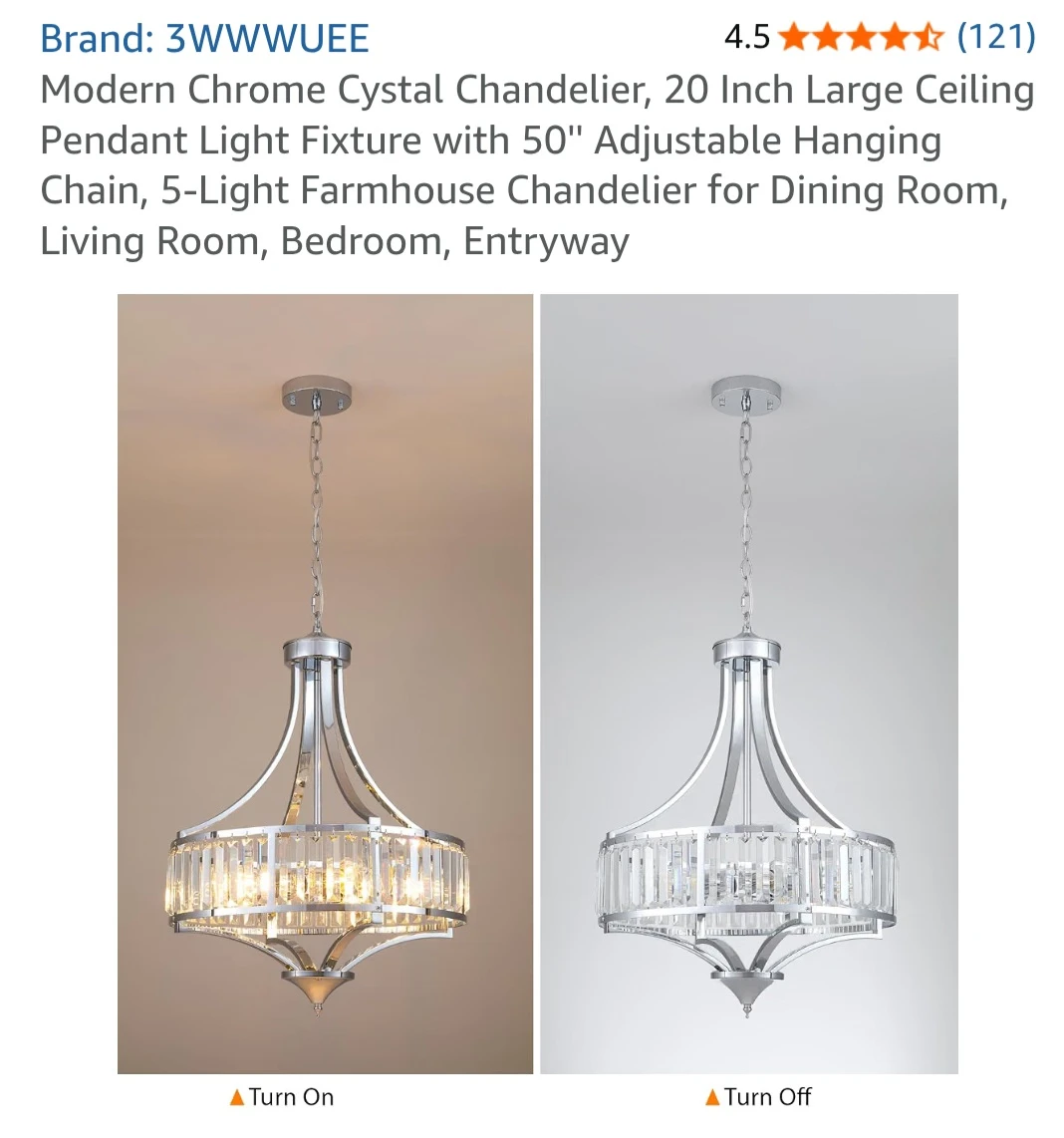 3WWWUEE Modern Chrome Crystal Chandelier - photo 2