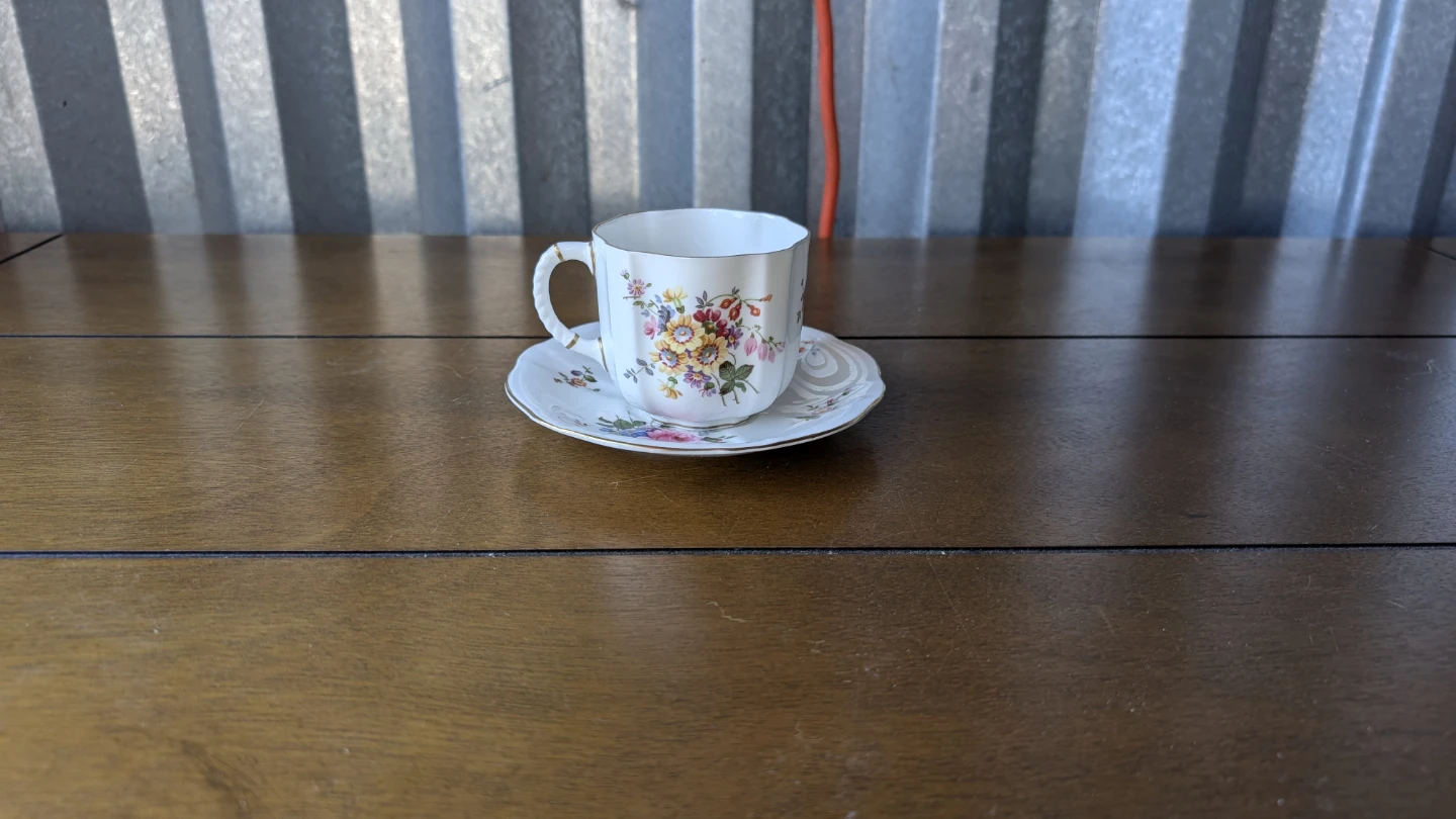 Royal Crown Derby Floral Teacup and Saucer