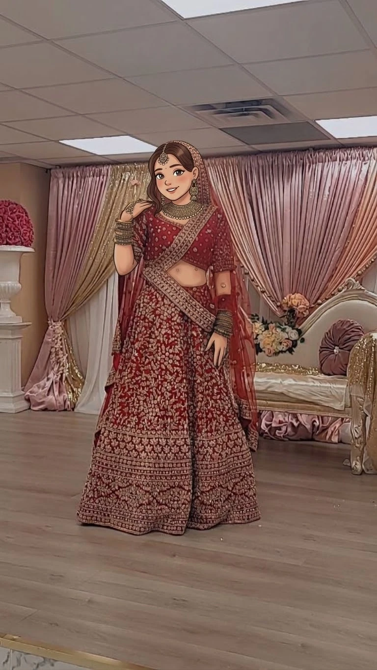 Red Traditional Indian Bridal Lehenga