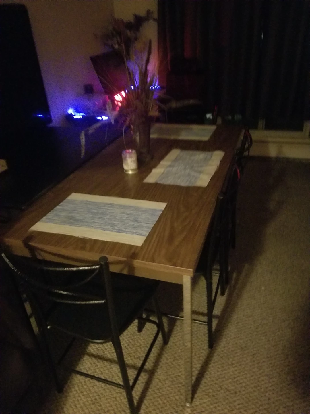 Dark Wood Finish Desk with Metal Legs and chairs - photo 3