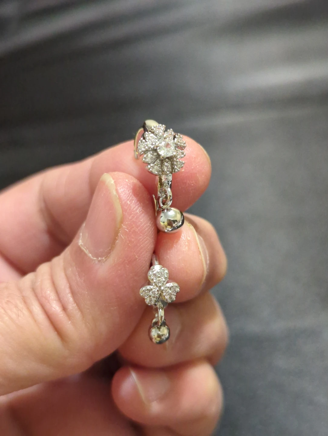 Two pairs of silver tone dangle earrings - photo 2