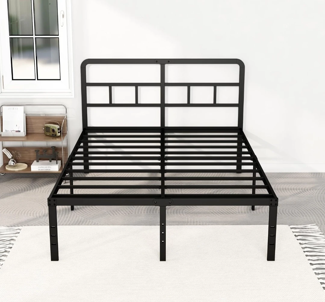 Queen size black metal bed frame - photo 3