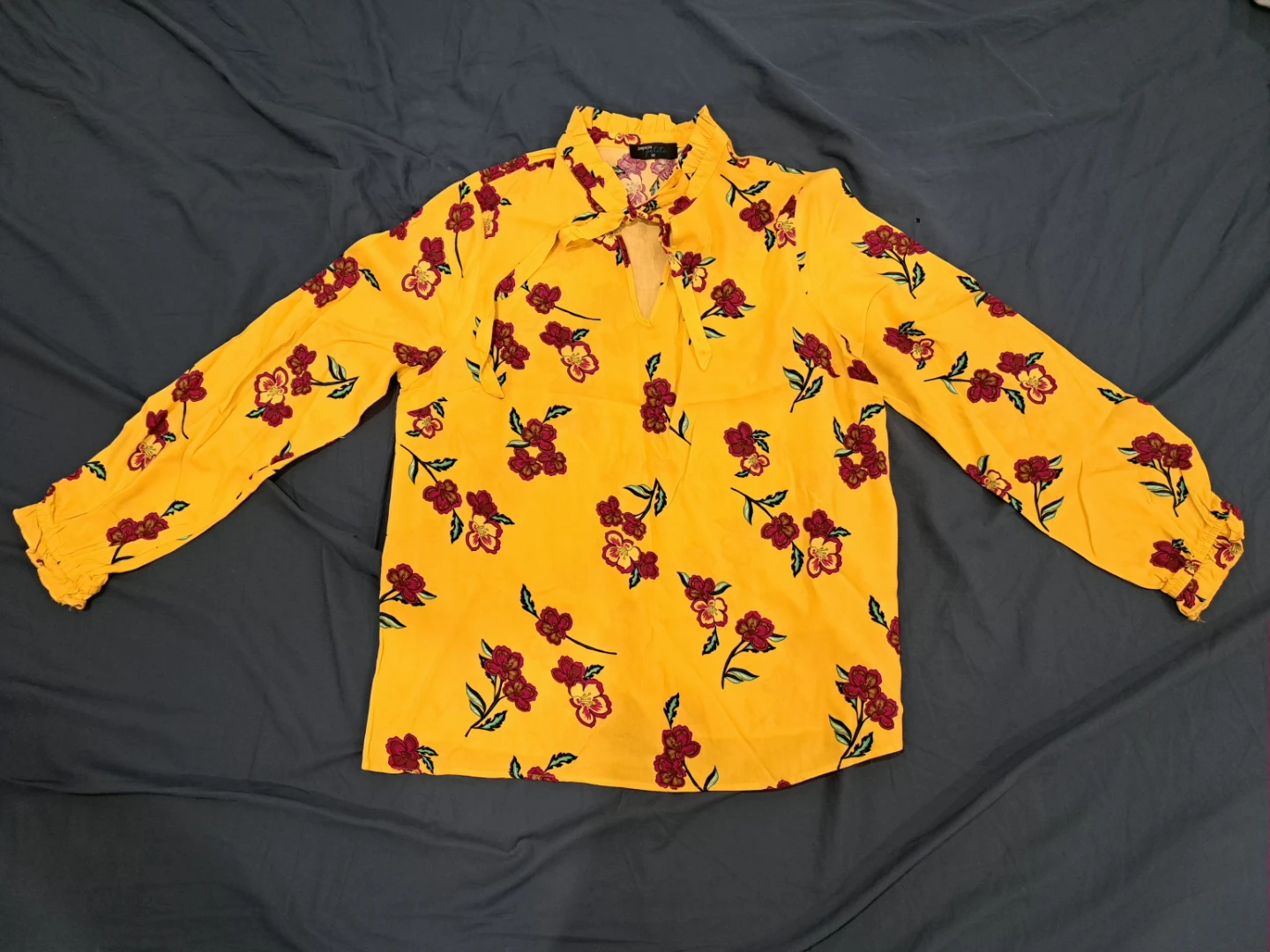 Set of 4 Stylish Long-Sleeve Floral Blouses