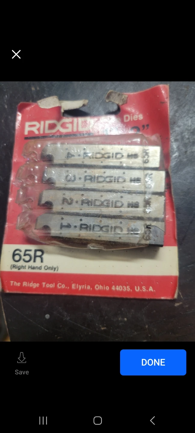 New Ridgid 65R Pipe Dies 1"-2"