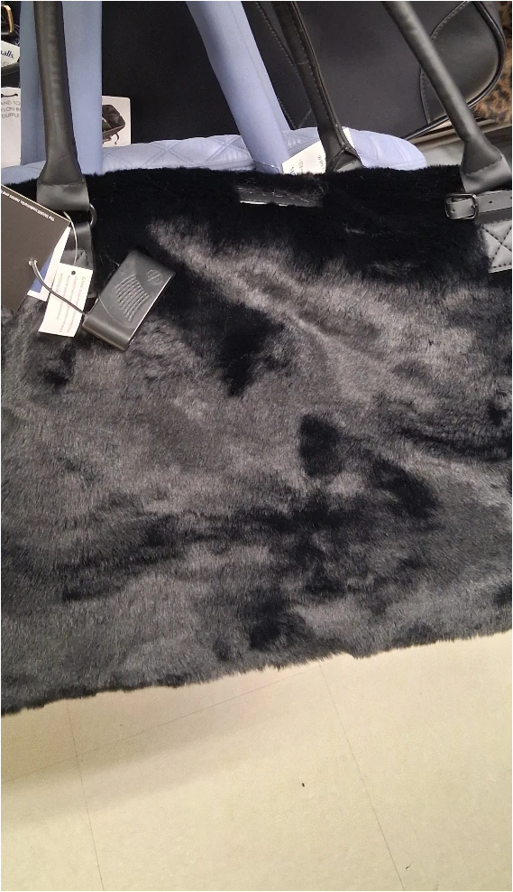Black Faux Fur Tote Bag