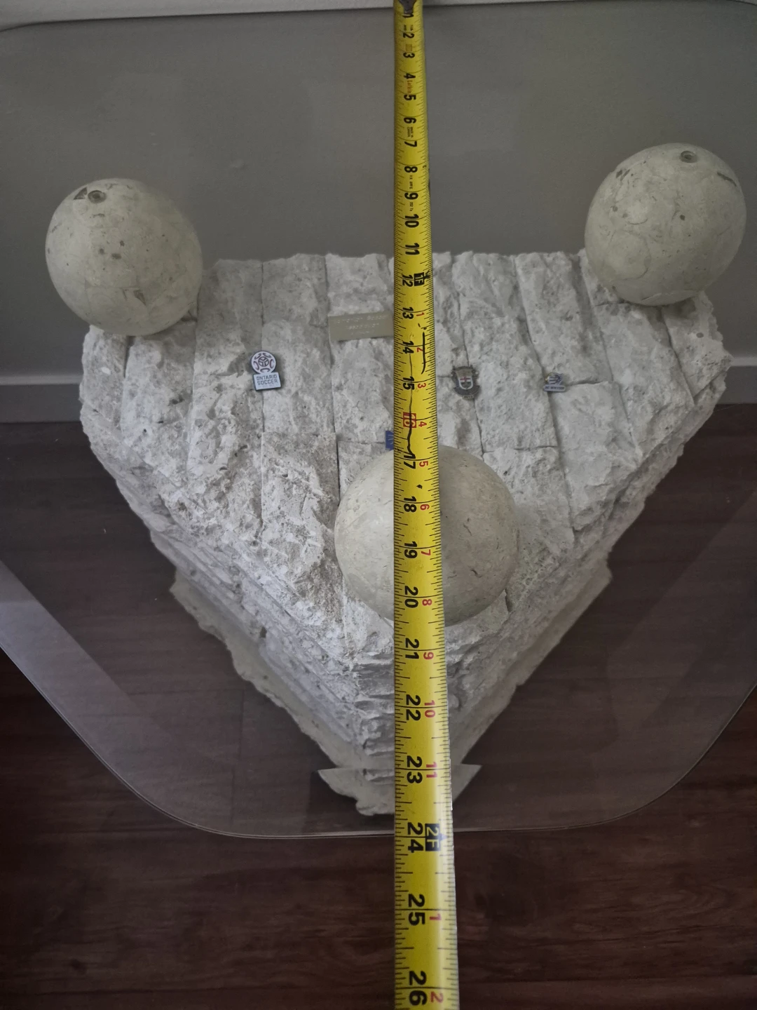 Stone Base Glass Top Accent Table - photo 4