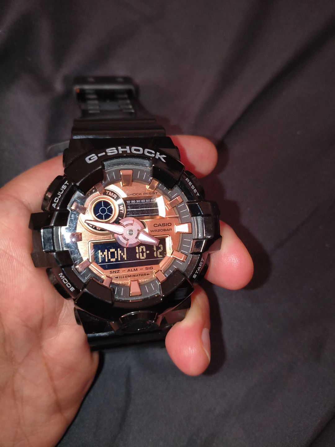 Casio G-Shock Black and Rose Gold Watch