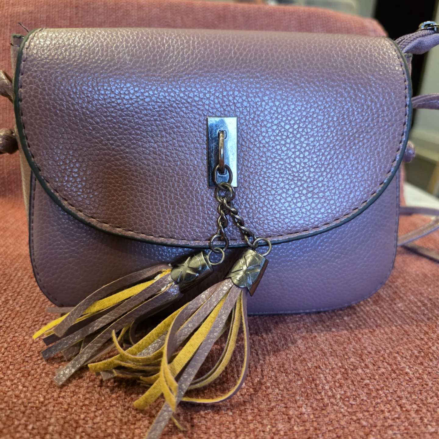 Mauve Crossbody Bag with Tassel
