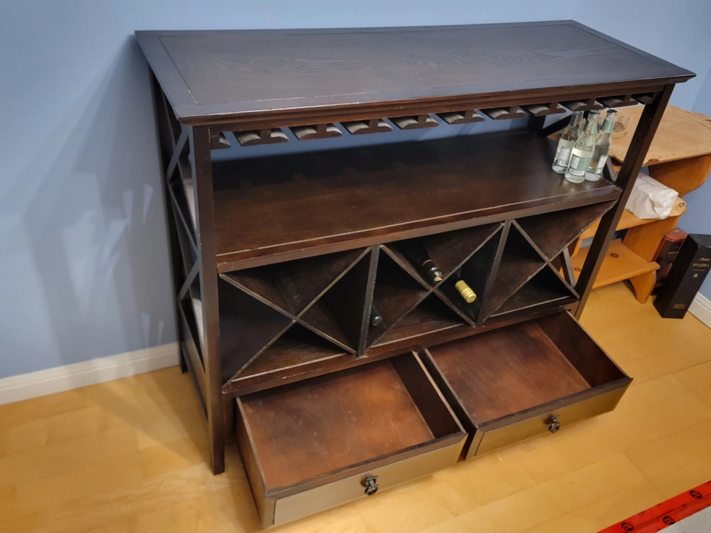 Dark Wood Wine Console Cabinet - photo 2