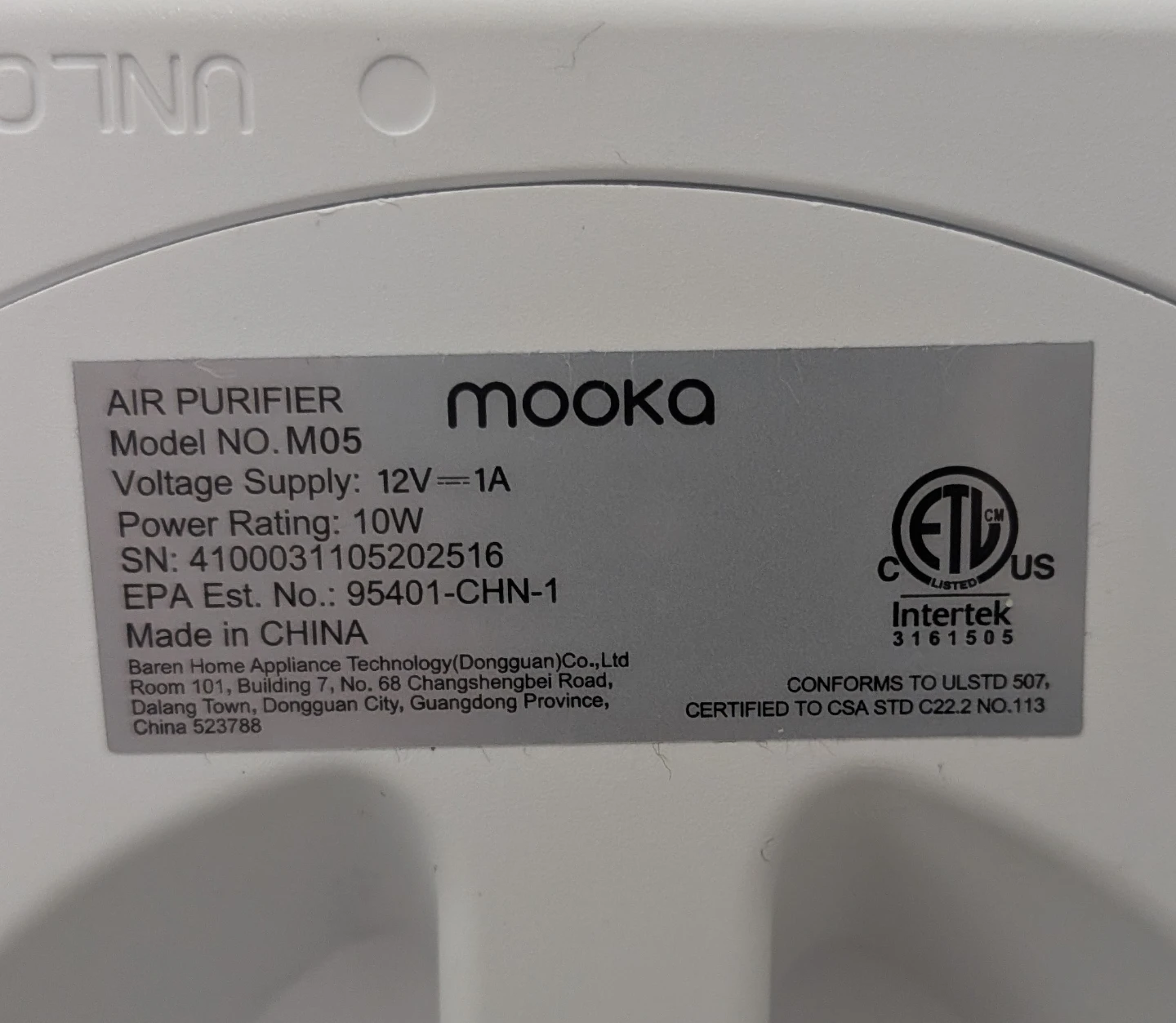 Mooka M05 True HEPA Air Purifier (1,250 Sq Ft) - photo 3