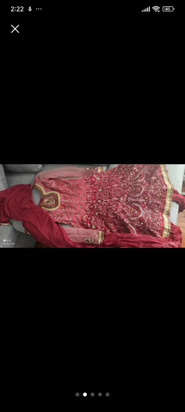 Red Embroidered Anarkali Dress with Dupatta