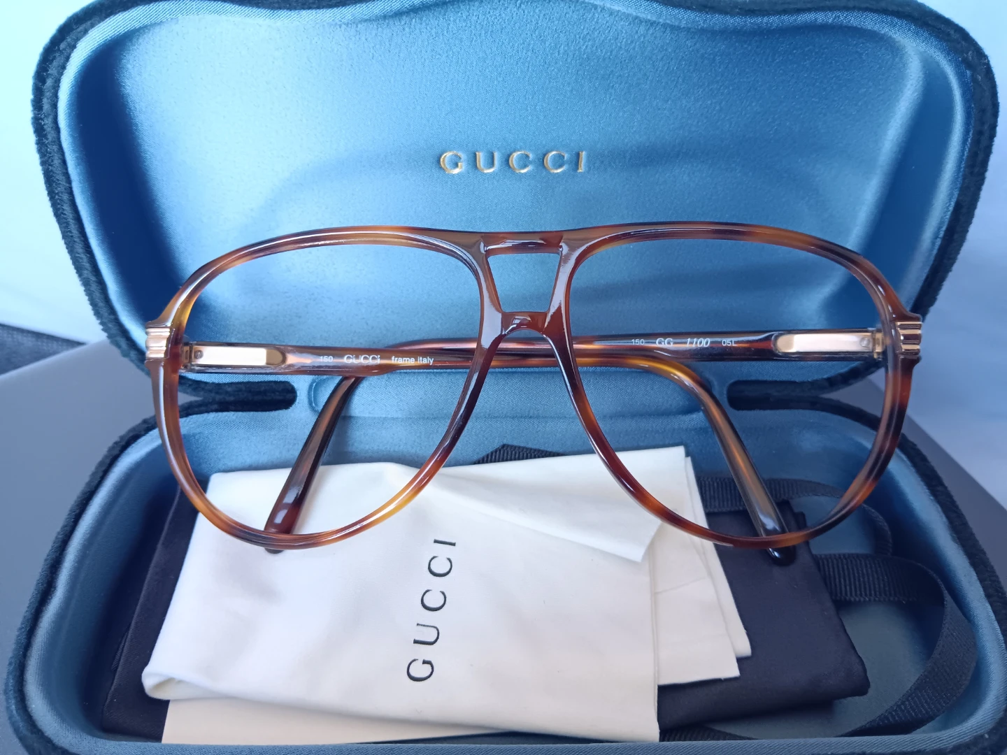 Vintage Gucci GG 1100 Large Tortoise Shell Aviator Frames - photo 2