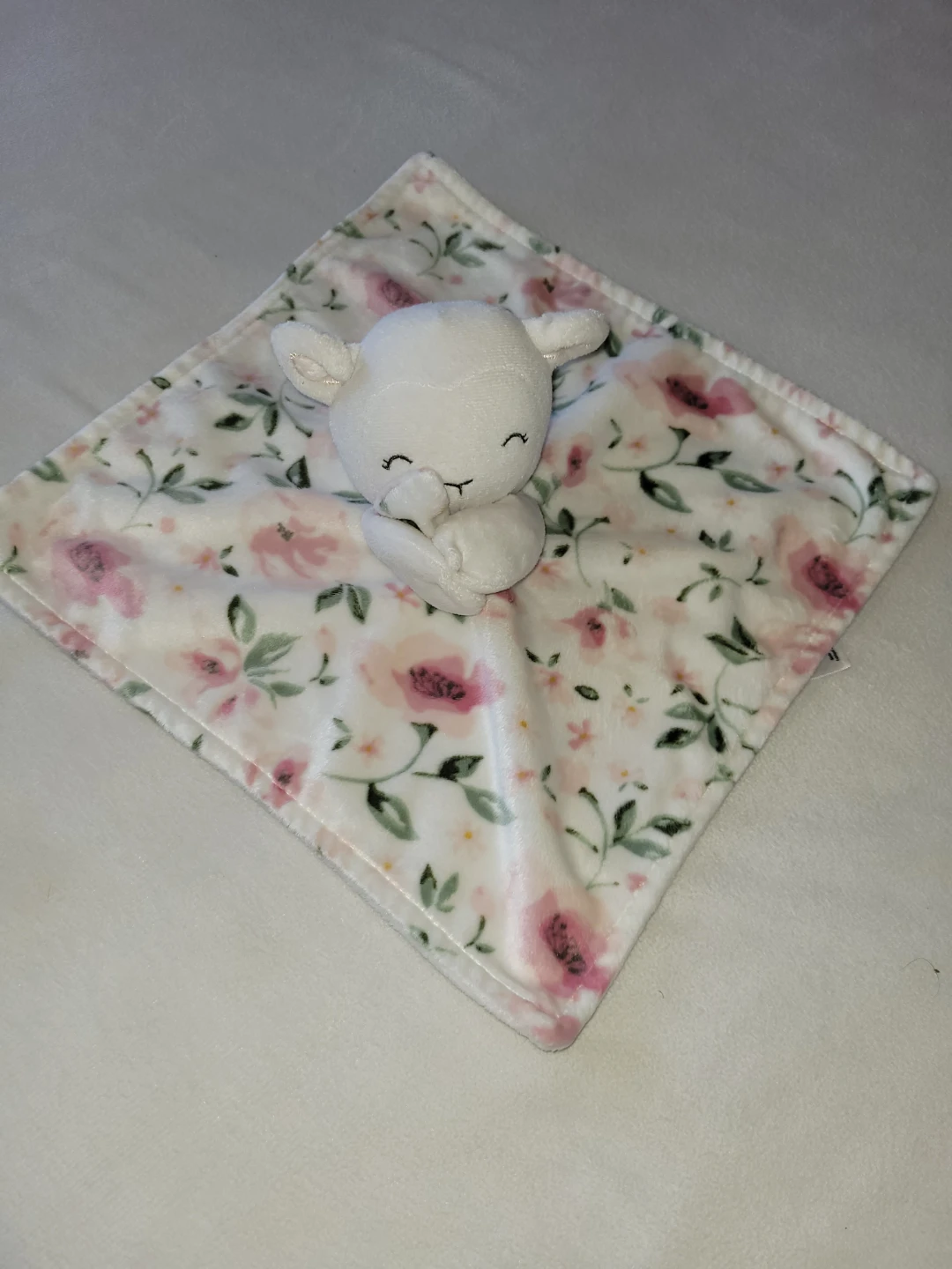 Lamb Floral Baby Security Blanket