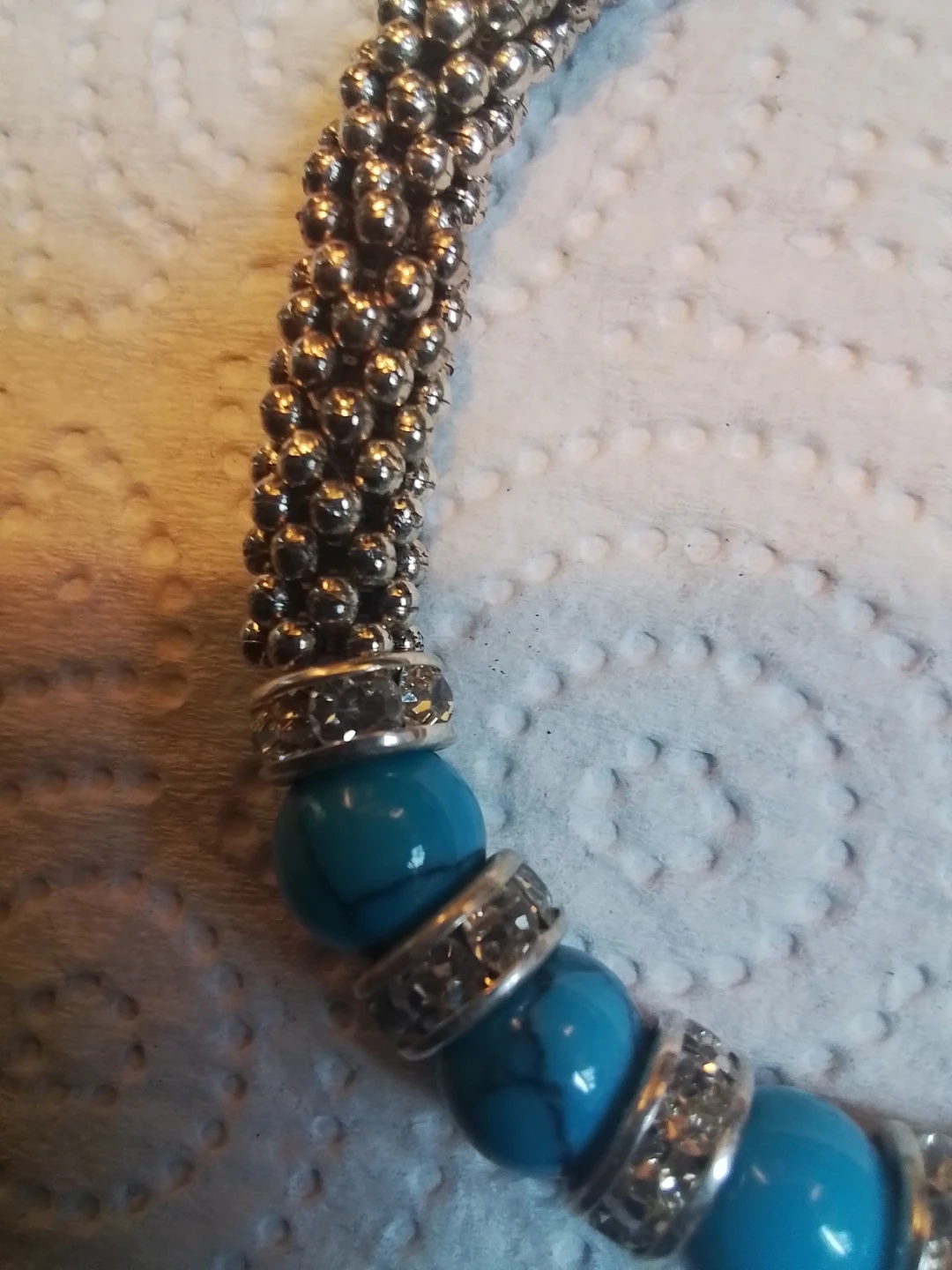 Turquoise and silver beaded stretch bracelet - photo 4