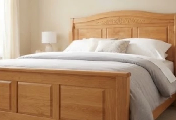 Solid wood headboard and bed frame and mattress - photo 3