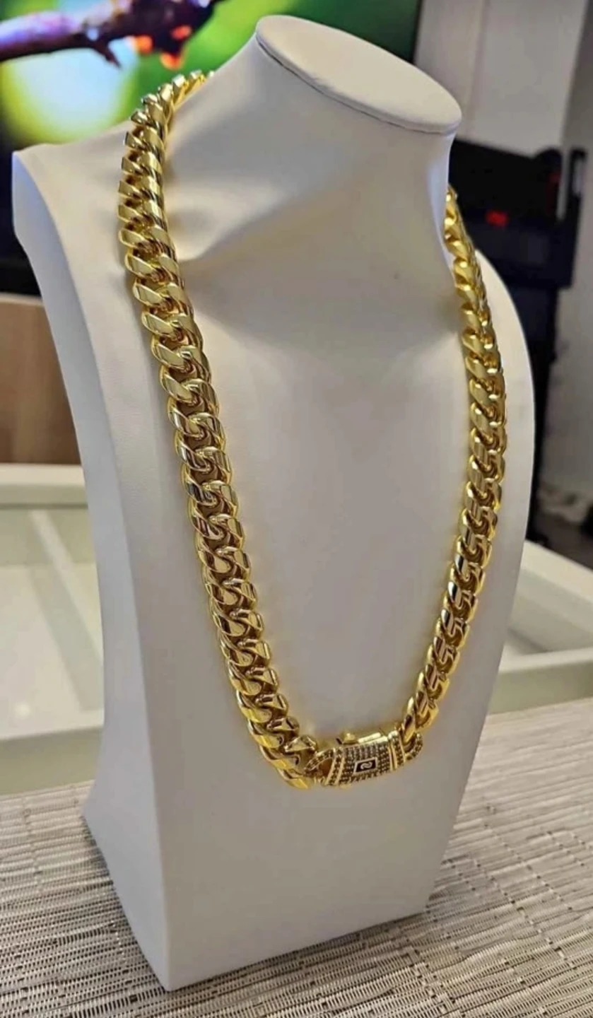14K Gold Monaco Cuban yellow gold plated Link Chain - 231g - photo 2