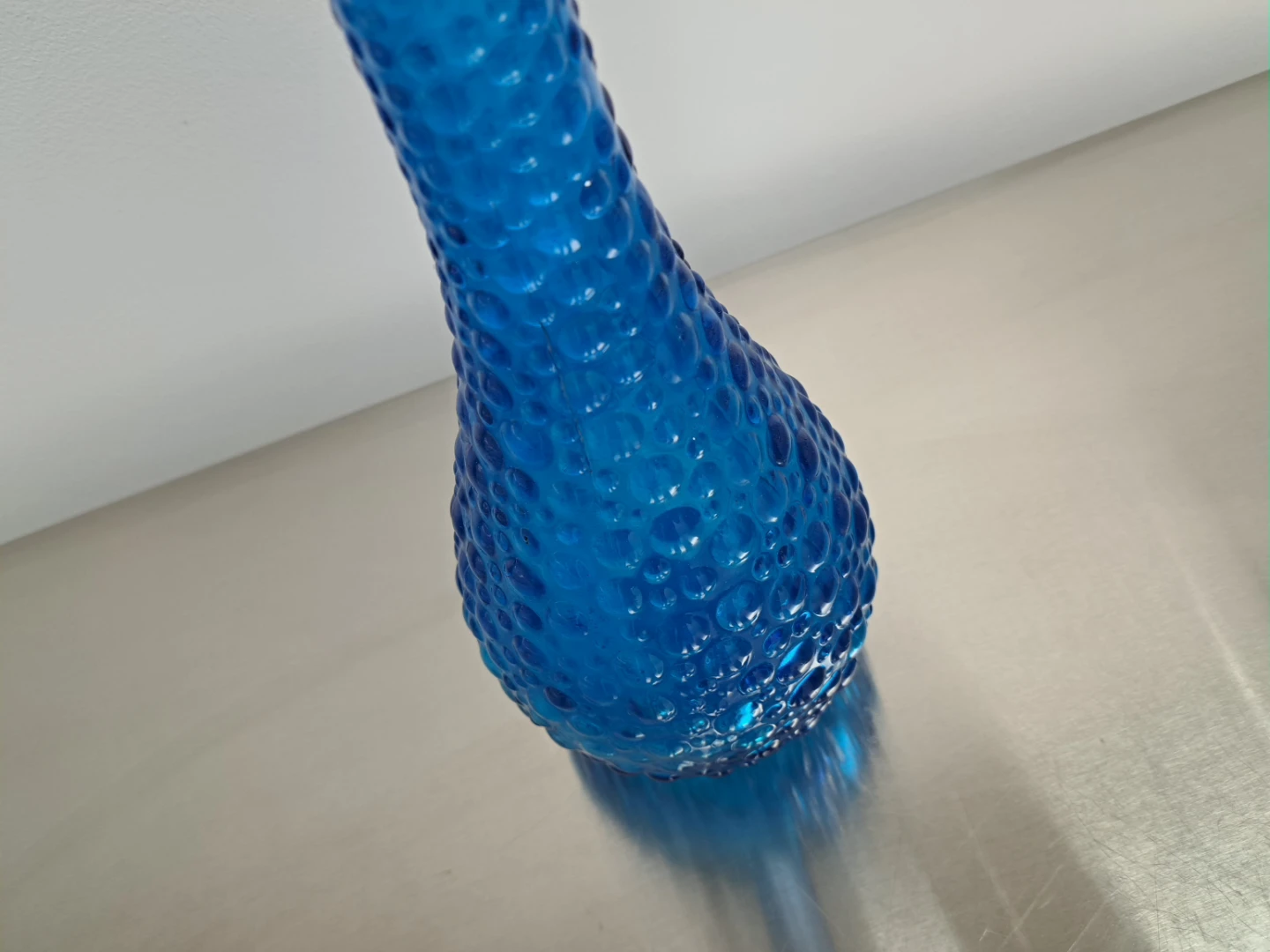 MCM Vintage Blue Hobnail Glass Genie Bottle Decanter - photo 3