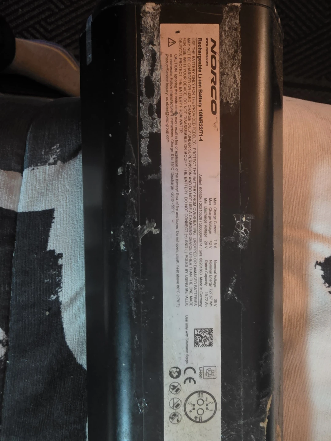 Norco 36V Rechargeable Li-Ion E-bike Battery