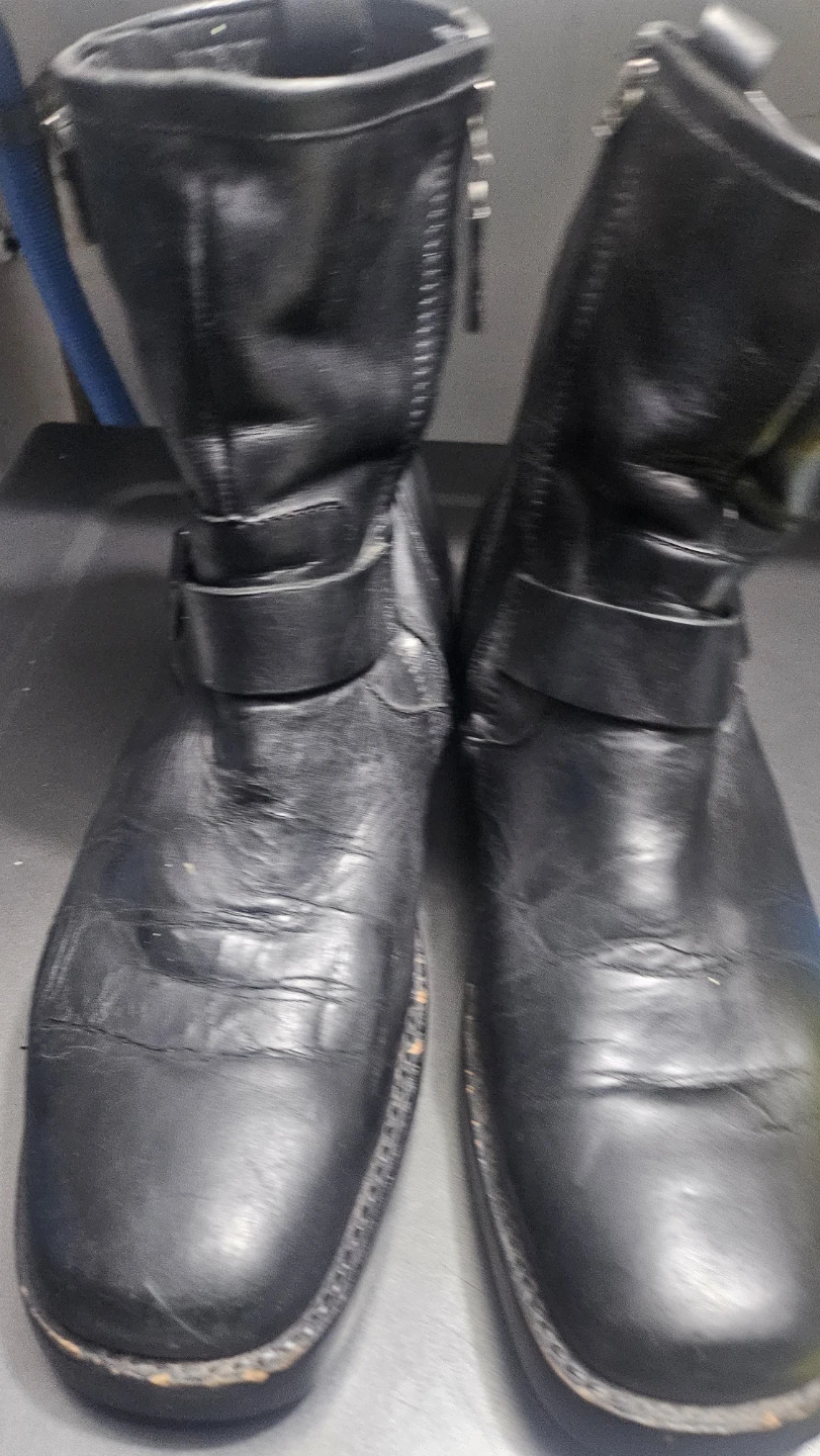 Black Leather Motorcycle Boots Size 10M - photo 2